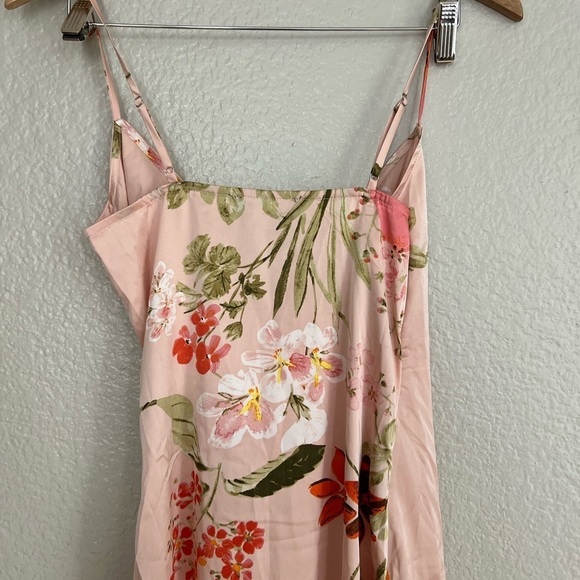 NWOT Remarkable Entrance Pink Floral Print Satin Midi Dress - Picture 6 of 9